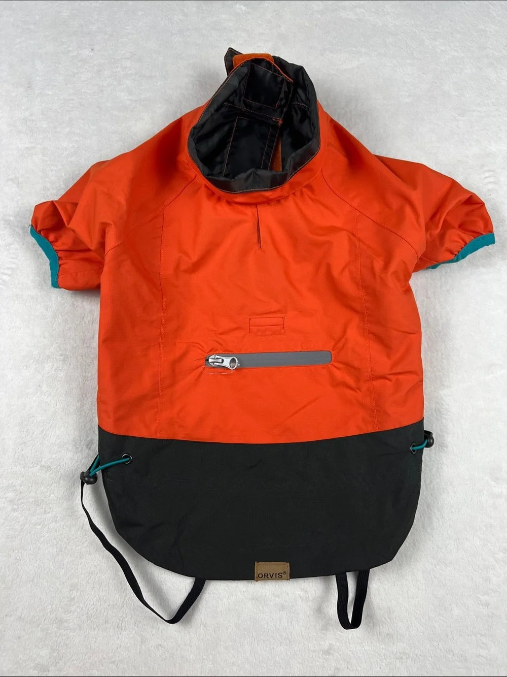 Orvis Dog Raincoat Small Sunset Orange Waterproof Rain Jacket SHELL ONLY